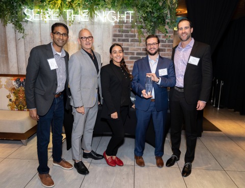 From Left to Right: Vid Sukumar, Signifyd; Bobby Graziose, Liz Stohl, and Dan Keebler of Corra; and Skye Spear, Signifyd (Photo: Business Wire)