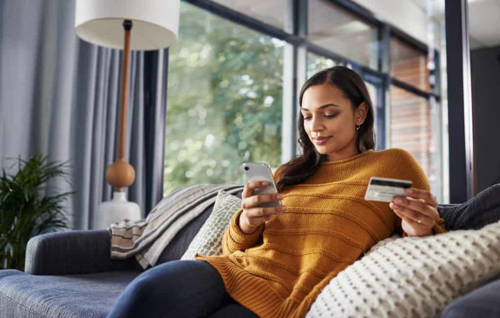 Woman shopping on a mobile phone