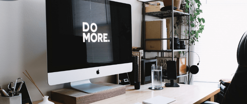 Computer monitor with the word MORE displayed