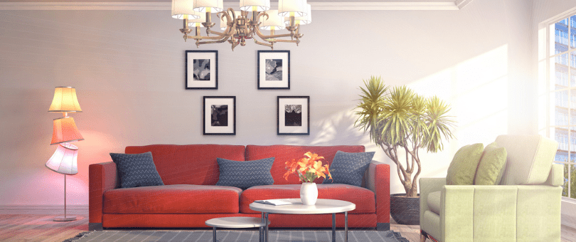 orange couch in a contemporary livingroom to illustrate Signifyd Ecommerce Pulse blog