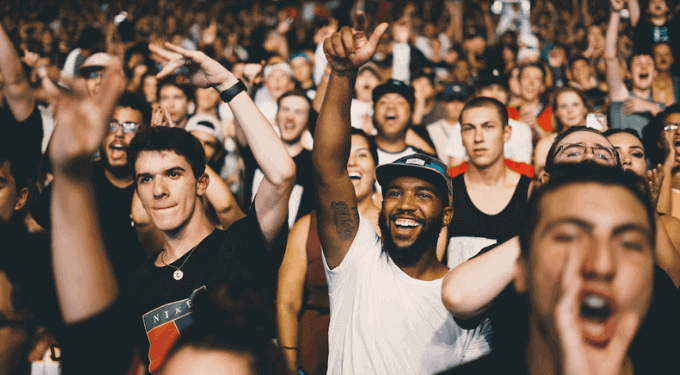 Happy crowd cheering