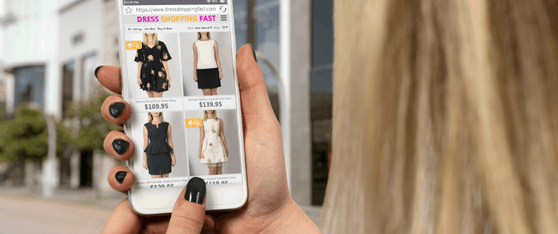 Woman shopping on marketplace on mobile