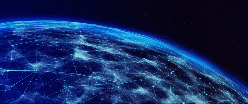 A look at the Earth\'s curvature with digital art overlayed